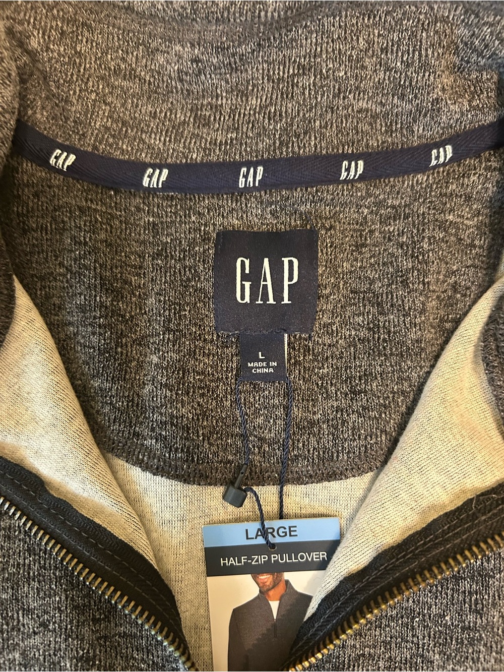 GAP Men’s Heather Gray Half-Zip Sweater